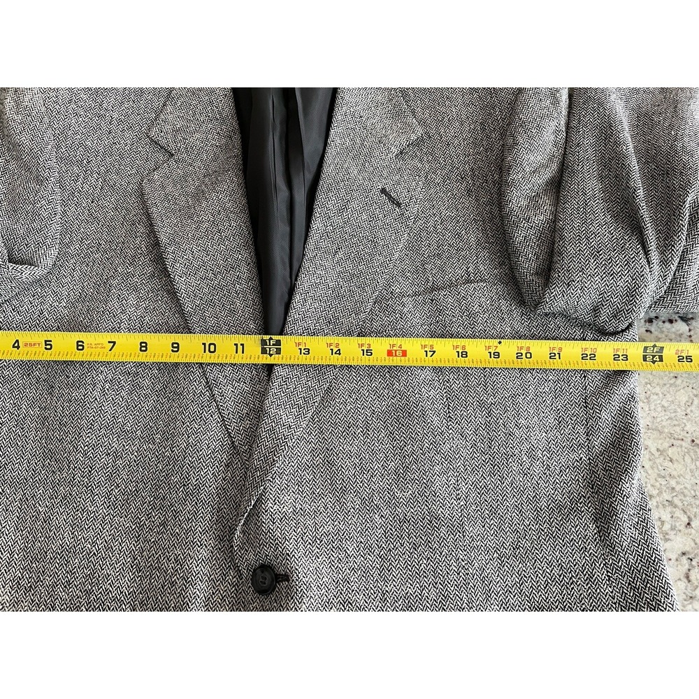 VINTAGE BLACK & WHITE BERT PULITZER 100% SILK SPORT COAT 44L blazer suit jacket - Picture 8 of 13